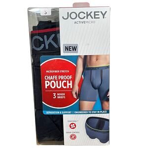 Jockey Boxer‎ Briefs Men's Small Pack of 3 Microfiber Chafe Proof Stretch